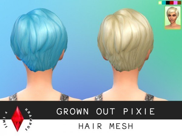 Sims 4 Krampus: Grown out pixie hair mesh for Sims 4