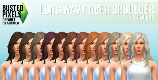 Busted Pixels: Long wavy over the sholder hairstyle for Sims 4