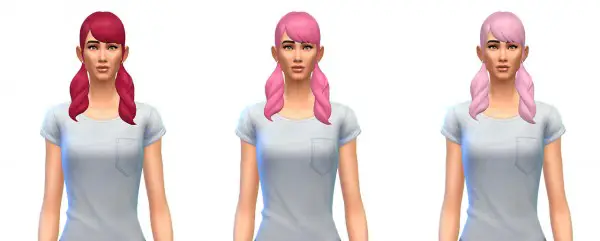 Busted Pixels: Pigtails long wavy bangs hairstyle for Sims 4