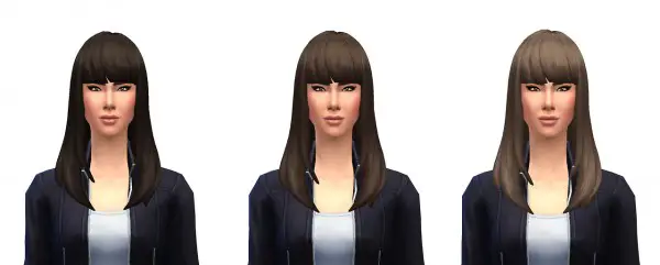 Busted Pixels: Long straight bangs hairstyle 12 colors for Sims 4