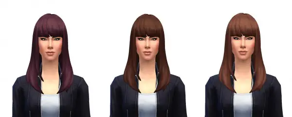 Busted Pixels: Long straight bangs hairstyle 12 colors for Sims 4