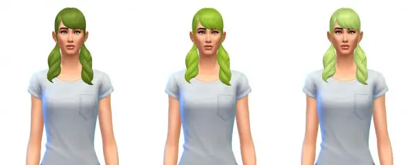Busted Pixels: Pigtails long wavy bangs hairstyle unnatural colors for Sims 4