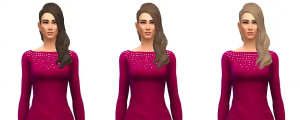 Busted Pixels: Long wavy no shaved hairstyle for Sims 4