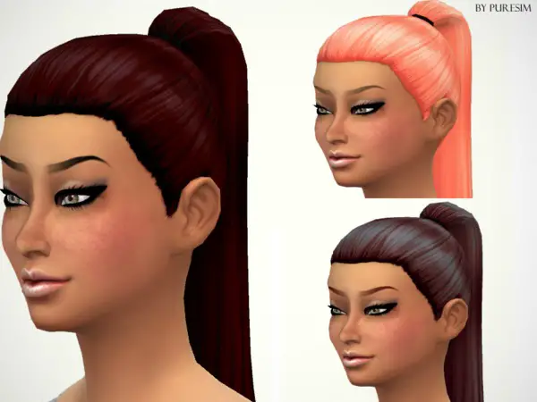 The Sims Resource: Ponytails hairstyle recolor by PureSim for Sims 4