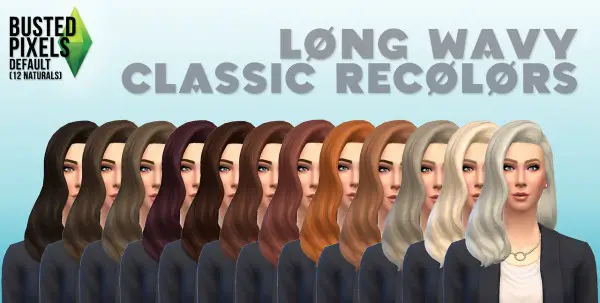 Busted Pixels: Long Wavy classic hairstyle for Sims 4