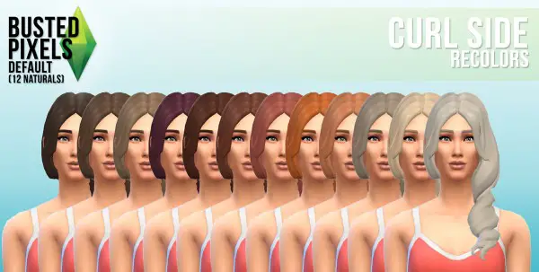 Busted Pixels: Curl side hairstyle for Sims 4