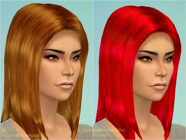 The Sims Resource: Long Wavy Subtle Part hairstyle by PlayersWonderland for Sims 4