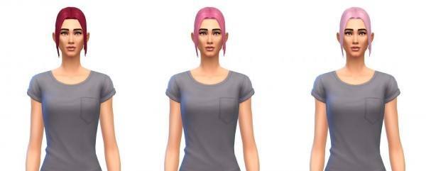 Busted Pixels: Ponytail low parted hairstyle unnatural colors for Sims 4