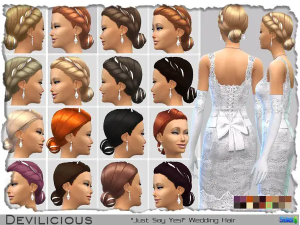 The Sims Resource: Just Say Yes! Wedding Hairstyle by Devilicious for Sims 4