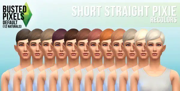 Busted Pixels: Short straight pixie hairstyle for Sims 4