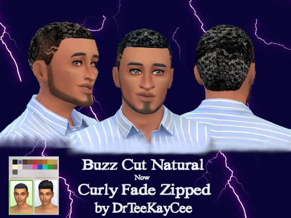 Sim Culture Nation: Curly fade Zipped by Dr. TeeKayCee for Sims 4