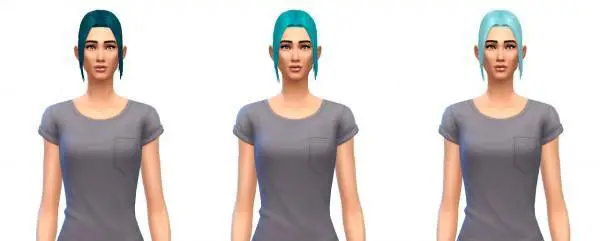 Busted Pixels: Ponytail low parted unnatural colors hairstyle for Sims 4