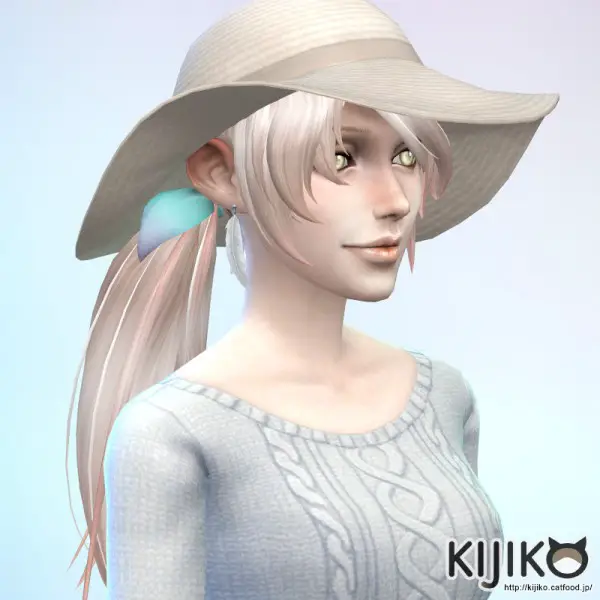 Kijiko Sims: Side Ponytail hairstyle for Sims 4