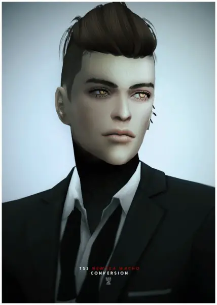 Black le: NewSea`s MACHO hairstyle converted for Sims 4