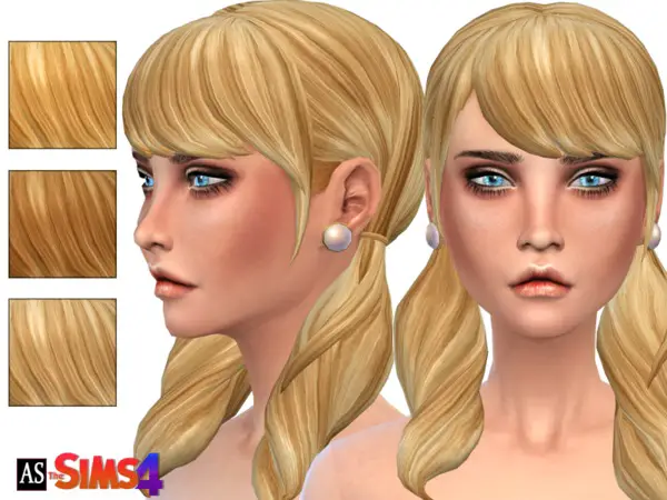   select a Website   : Blonde Ambition   Pigtails Long Wavy Bangs hairstyle recolor by Alexandra Sine for Sims 4