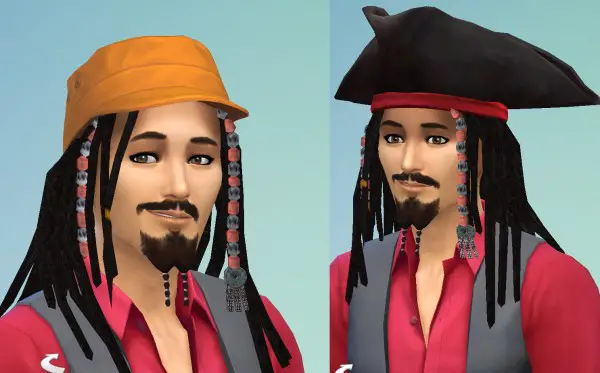 Mod The Sims: Captain Jack Sparrow hairstyle by necrodog for Sims 4