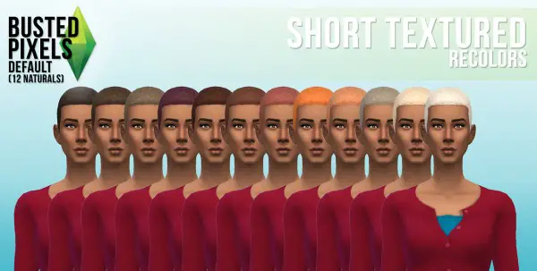 Busted Pixels: Short textured hairstyle for Sims 4