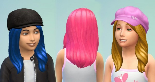 Mystufforigin: Long Wavy Subtle Part Hair for Girls for Sims 4