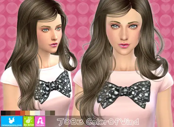 NewSea: J083 Color of Wind hairstyle for Sims 4