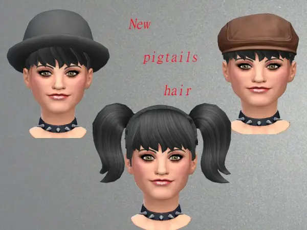 The Sims Resource: New pigtails by neissy for Sims 4
