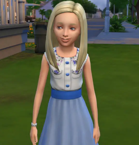 Mod The Sims: Rebekka   EAs Volumized Straight Hairstyle for Girls by Kubrick for Sims 4