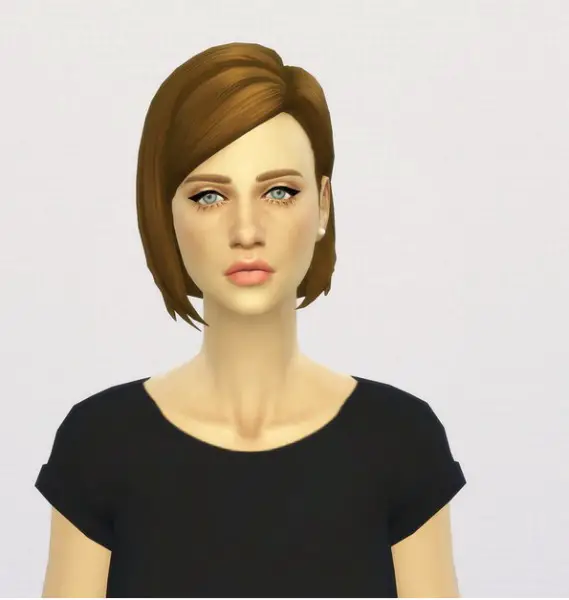 Rusty Nail: Medium straight parted hairstyle for Sims 4