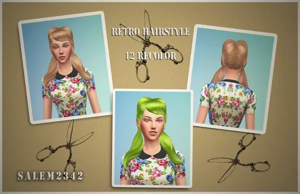 Salem2342: Retro hairstyle for Sims 4