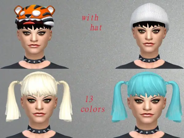 The Sims Resource: Abby pigtails hairstyle by Neissy for Sims 4