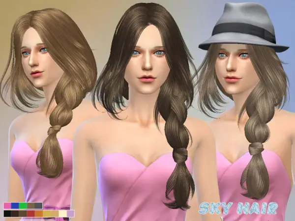 The Sims Resource: Light braid hairstyle 250 by Skysims for Sims 4
