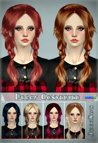 Jenni Sims: Hairstyle Peggy, Elasims,Raon Converted Retextured for Sims 4