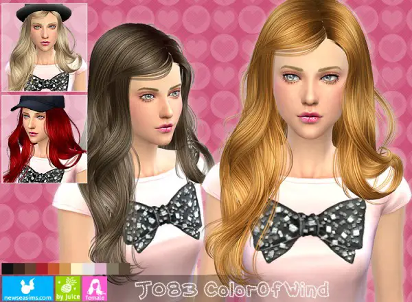 NewSea: J083 Color of Wind hairstyle for Sims 4