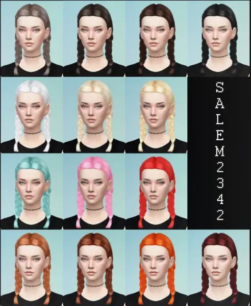 Salem2342: Pigtail braids hairstyle by Pickypikachu for Sims 4