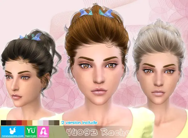 NewSea: YU093 Rachel high ponytail with bow hairstyle for Sims 4