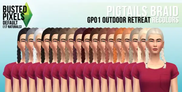 Busted Pixels: Pigtails braid hairstyle for Sims 4