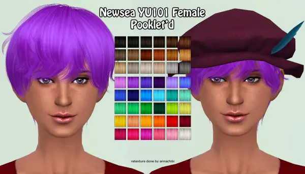 Annachibi`s Sims: NewSea`s YU101 hairstyle retextured for Sims 4
