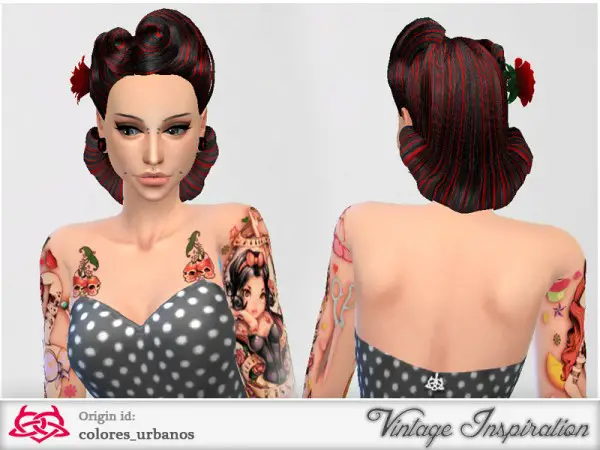 The Sims Resource: Victory Rolls hairstyle 02 by Colores Urbanos for Sims 4