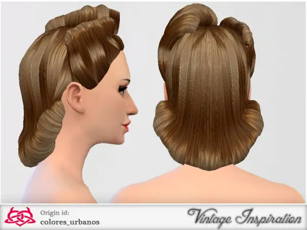 The Sims Resource: Victory Rolls hairstyle 02 by Colores Urbanos for Sims 4