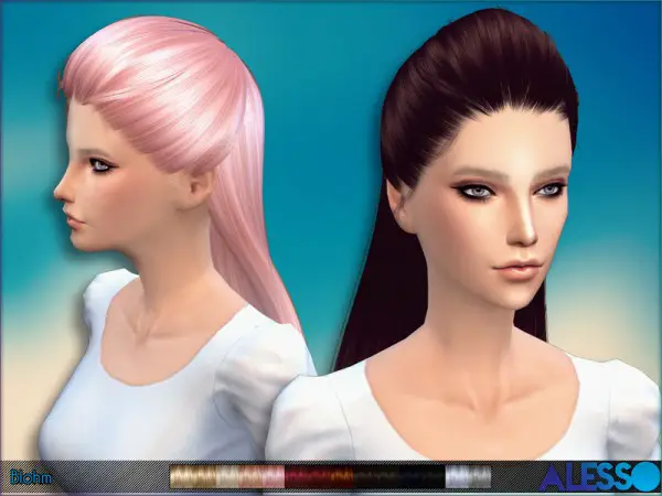 The Sims Resource: Half up do   Blohm hairstyle by Alesso for Sims 4