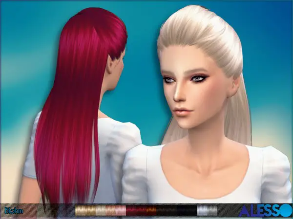 The Sims Resource: Half up do   Blohm hairstyle by Alesso for Sims 4