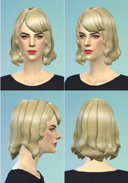 Rusty Nail: Medium Wavy hairstyle V2 for Sims 4
