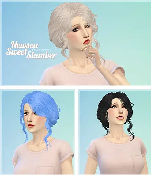 Ashley: Newsea`s Sweet Slumber hairstyle retexture for Sims 4