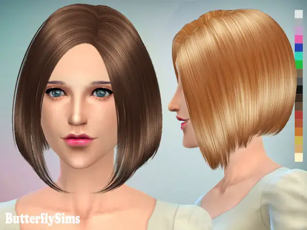 Butterflysims: Thin bob hairstyle 124 for Sims 4