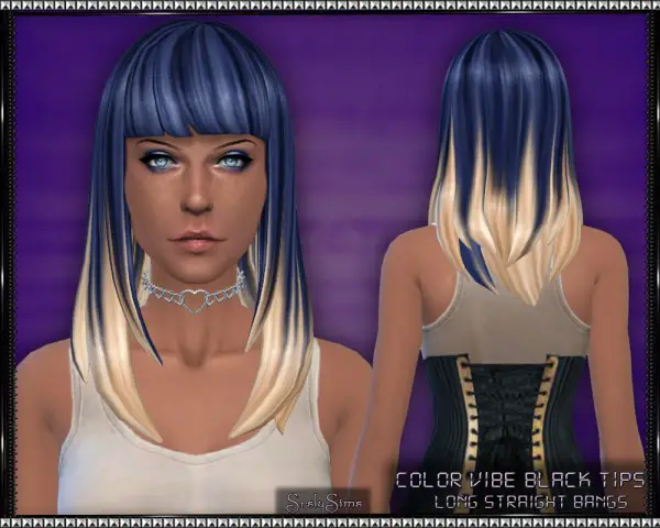Mod The Sims: Color Vibe hairstyle with blonde tips by SrslySims for Sims 4