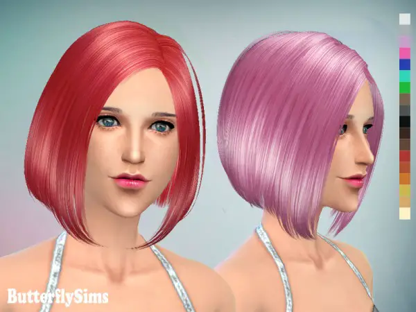 Butterflysims: Thin bob hairstyle 124 for Sims 4