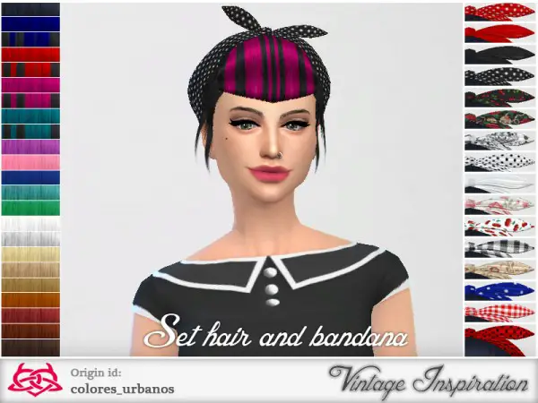 The Sims Resource: Set retro hairstyle and bandana for Sims 4
