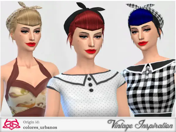 The Sims Resource: Set retro hairstyle and bandana for Sims 4