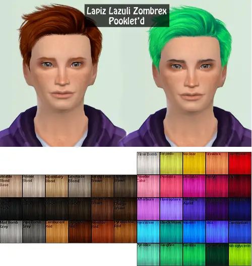 Annachibi`s Sims: Lapiz Lazuli Zombrex hairstyle retextured for Sims 4