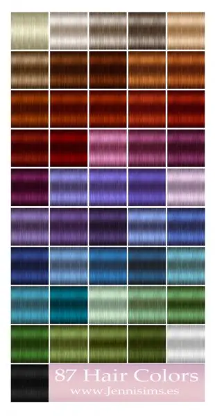 Jenni Sims: NewTextures for retextured hair sims 4 (87 colors) for Sims 4