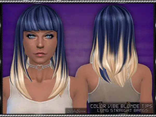 The Sims Resource: Color Vibe hairstyle with blonde tips by SrslySims for Sims 4