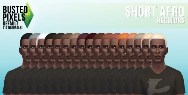 Busted Pixels: Short afro hairstyle recolor for Sims 4